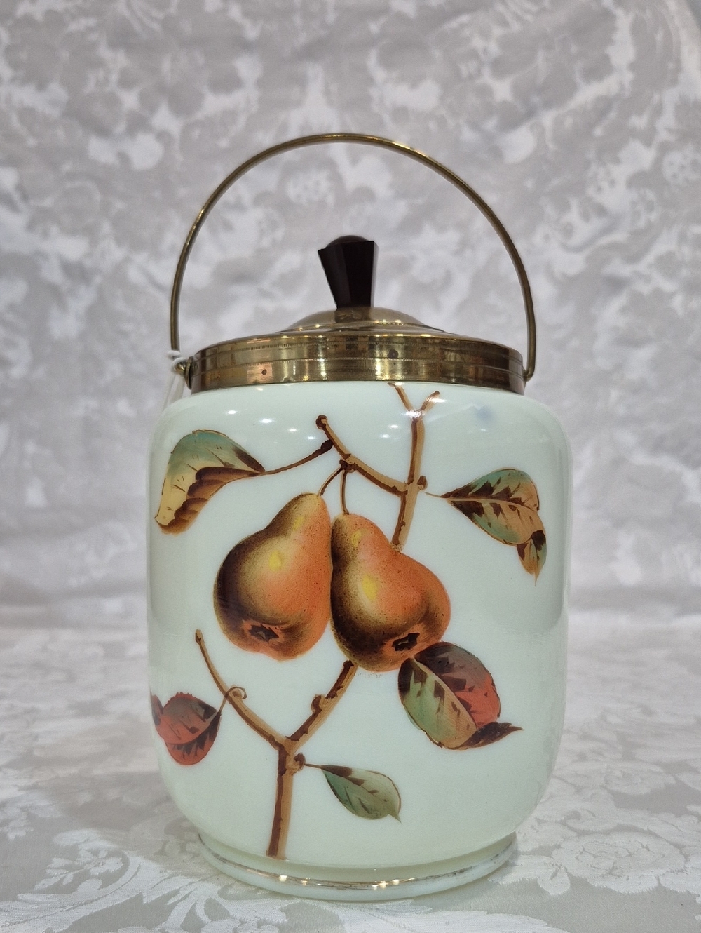 Antique Victorian Custard Glass Biscuit Barrel